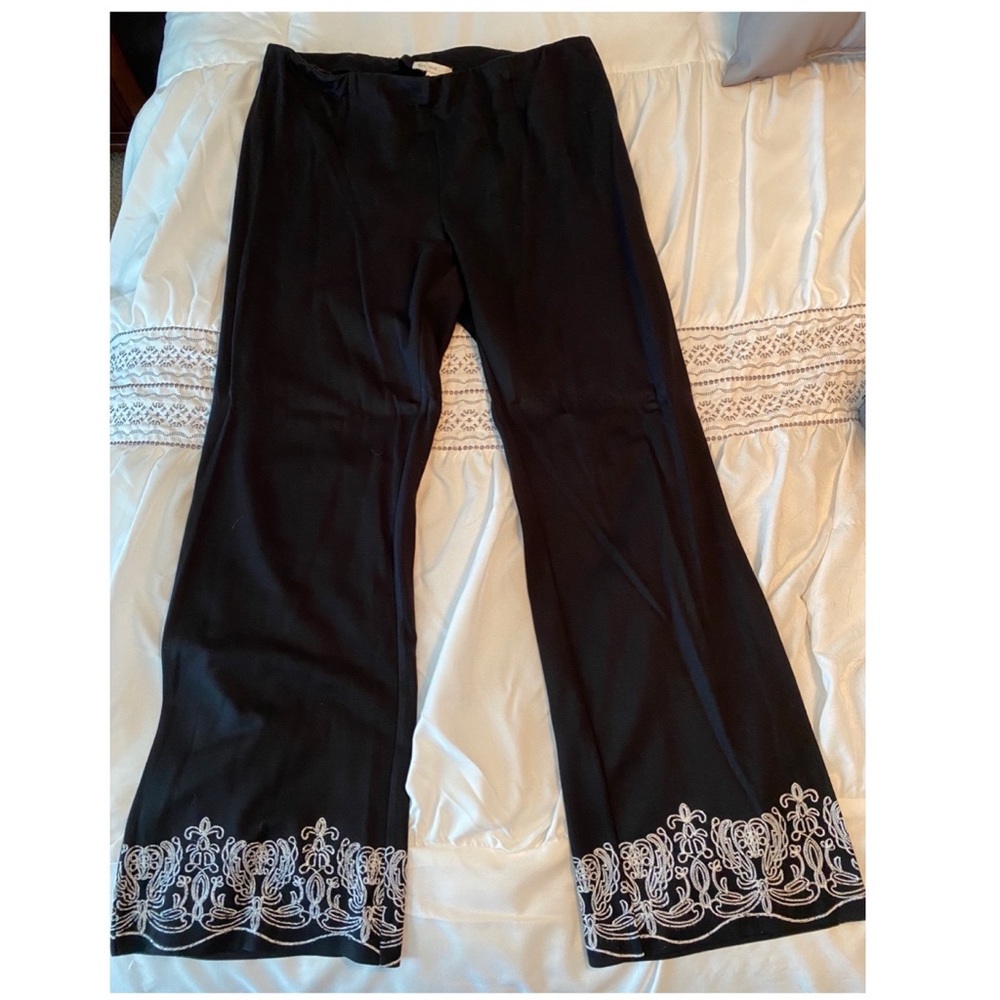 CATO Black Embroidered Hem Pants